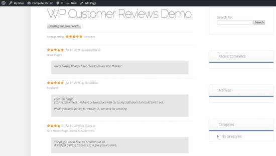 WP Customer Reviews Plugin